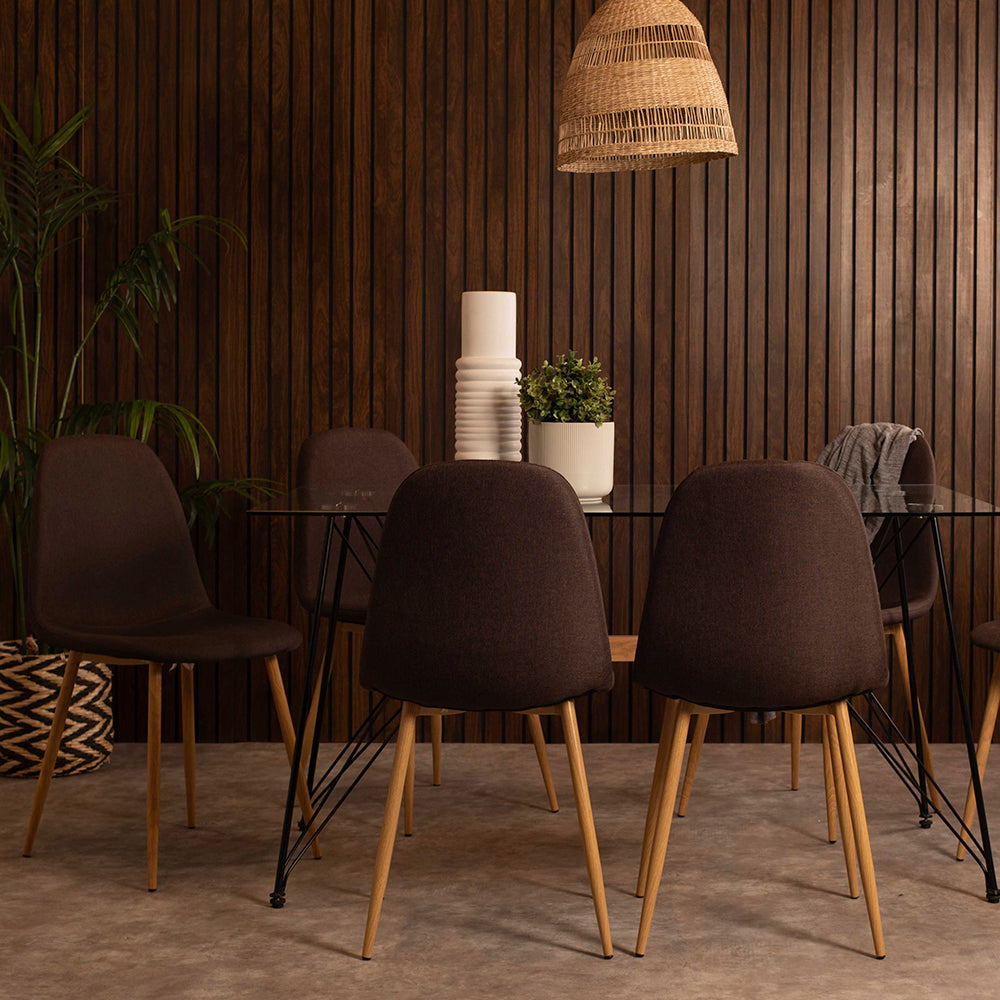 Comedor Macoba con 6 sillas Oxford -Café - Tugow