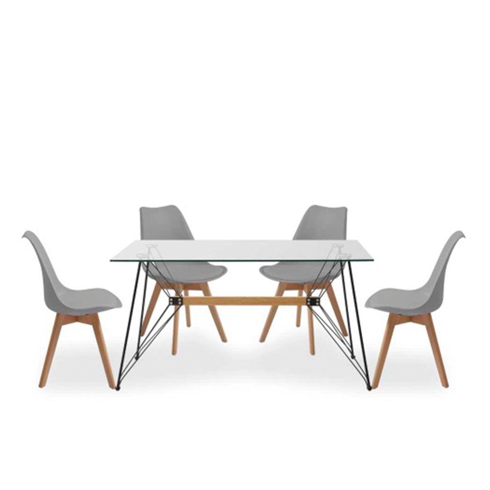 Comedor Macoba con 4 sillas Helsinki - Gris - Tugow