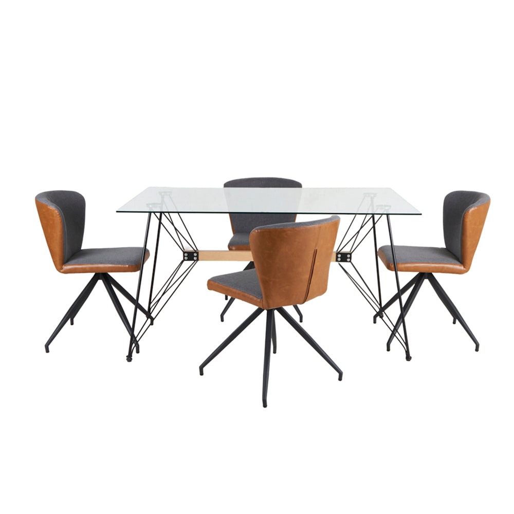 Mesa Macoba con 4 Sillas Vigo Gris / Café - Tugow