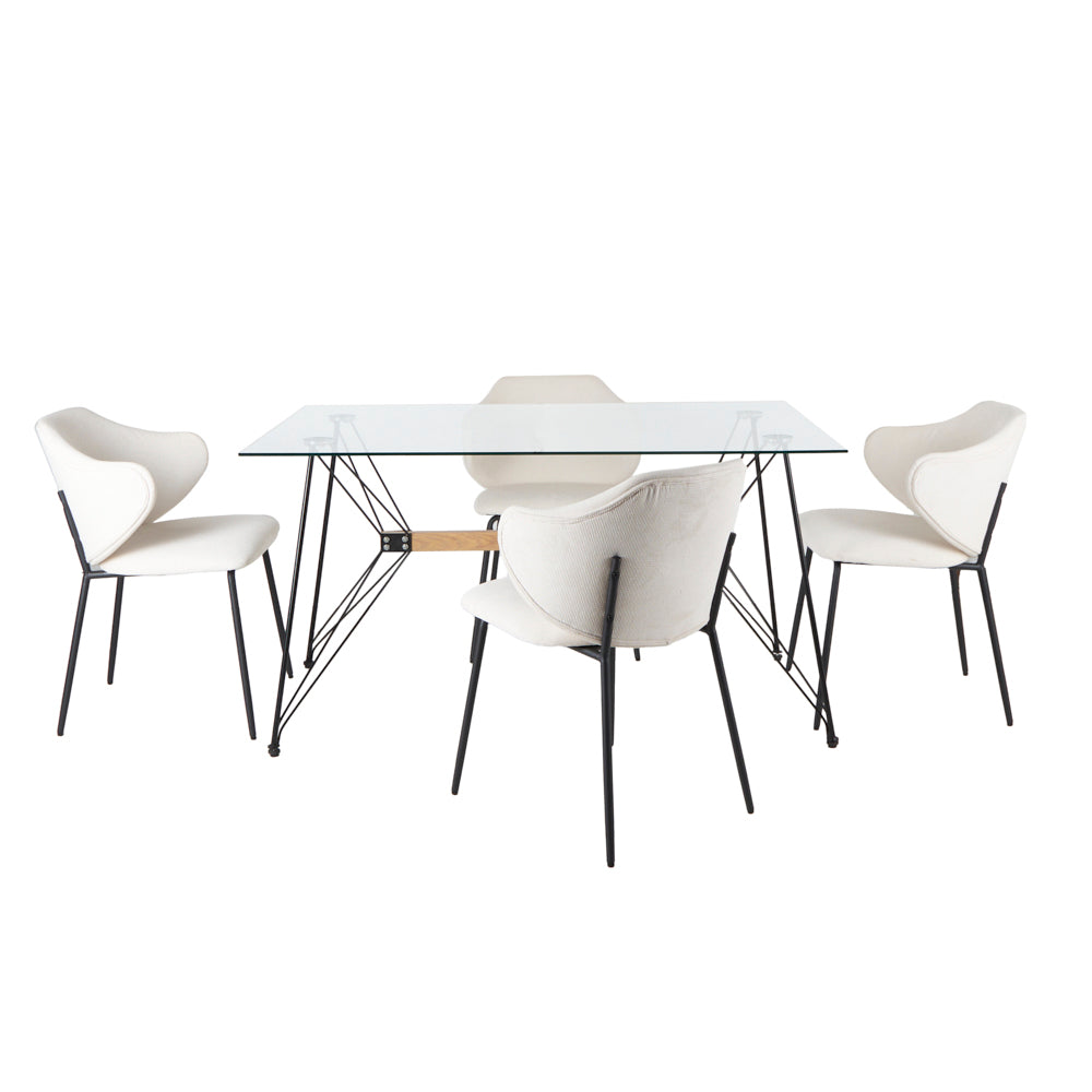 Mesa Macoba con 4 Sillas Suanna Beige - Tugow