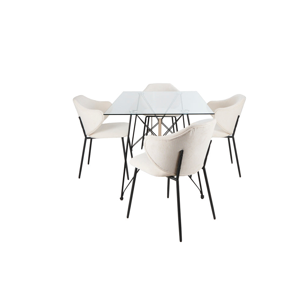 Mesa Macoba con 4 Sillas Suanna Beige - Tugow