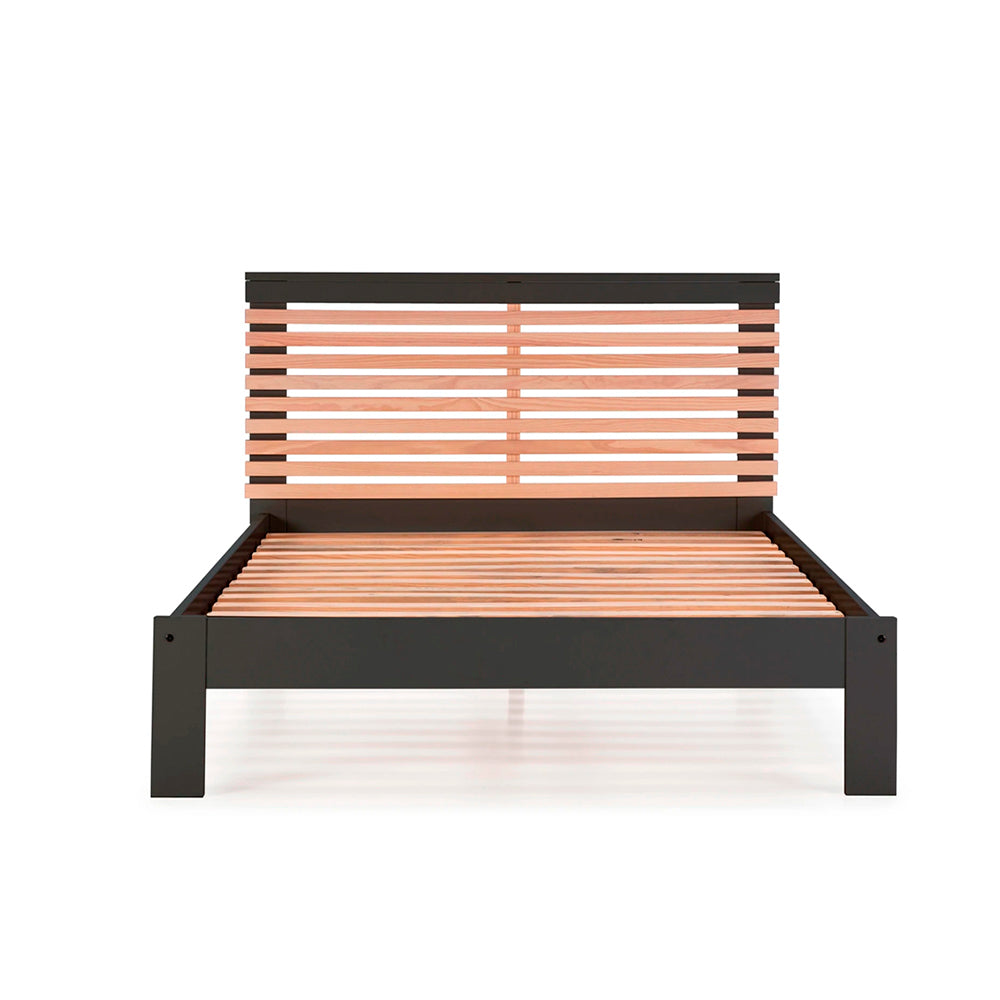 Cama matrimonial Maru - Gris Oscuro y Madera - Tugow