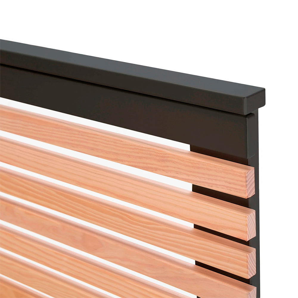 Cama matrimonial Maru - Gris Oscuro y Madera - Tugow