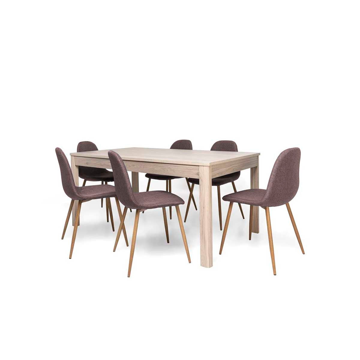 Comedor Mathis con 6 sillas Oxford - Color Madera y Gris Oscuro - Tu Gow