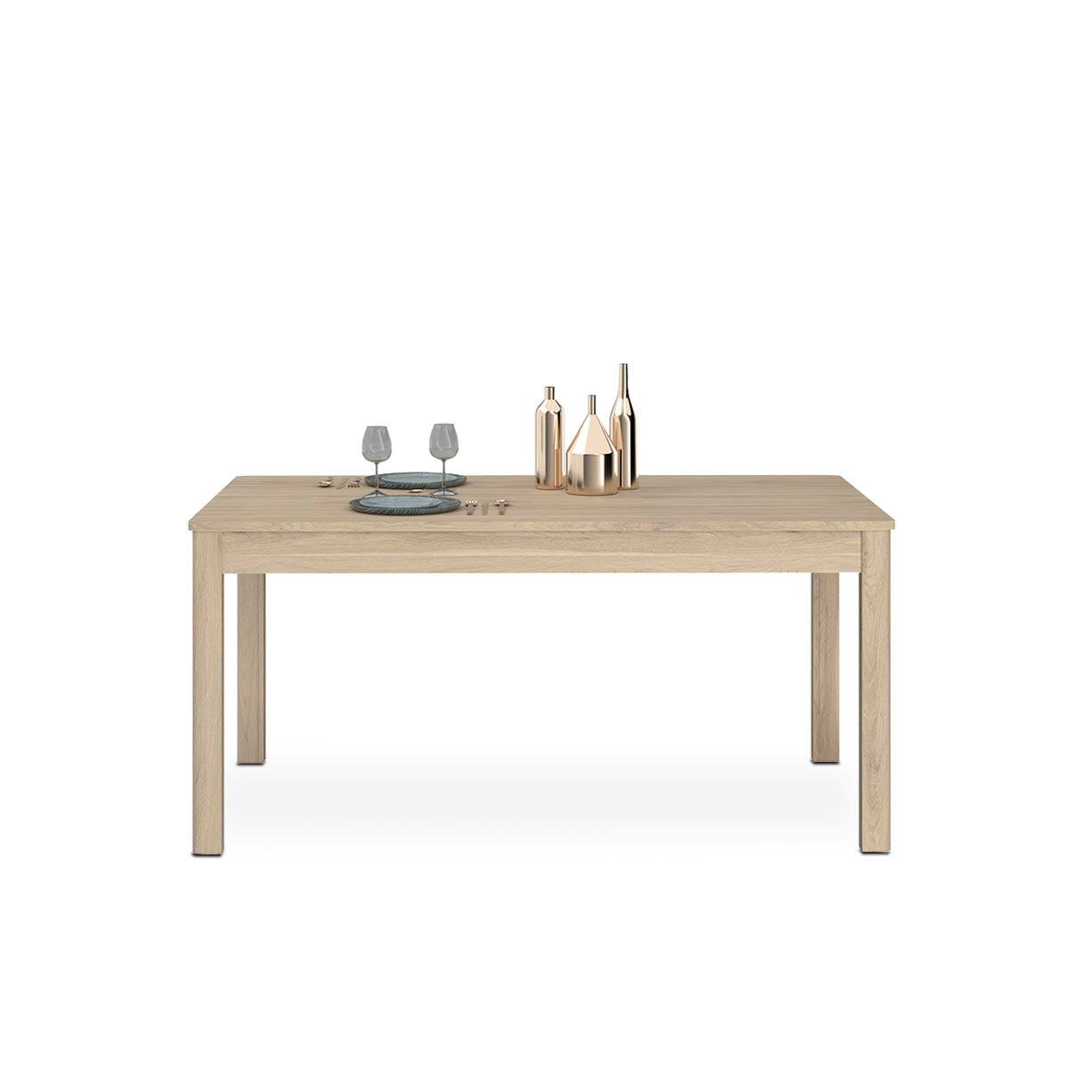 Mesa color roble con 6 sillas grises - Tu Gow