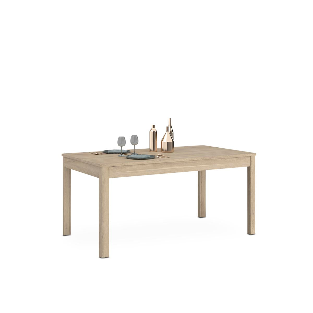 Mesa color roble con 6 sillas grises - Tu Gow