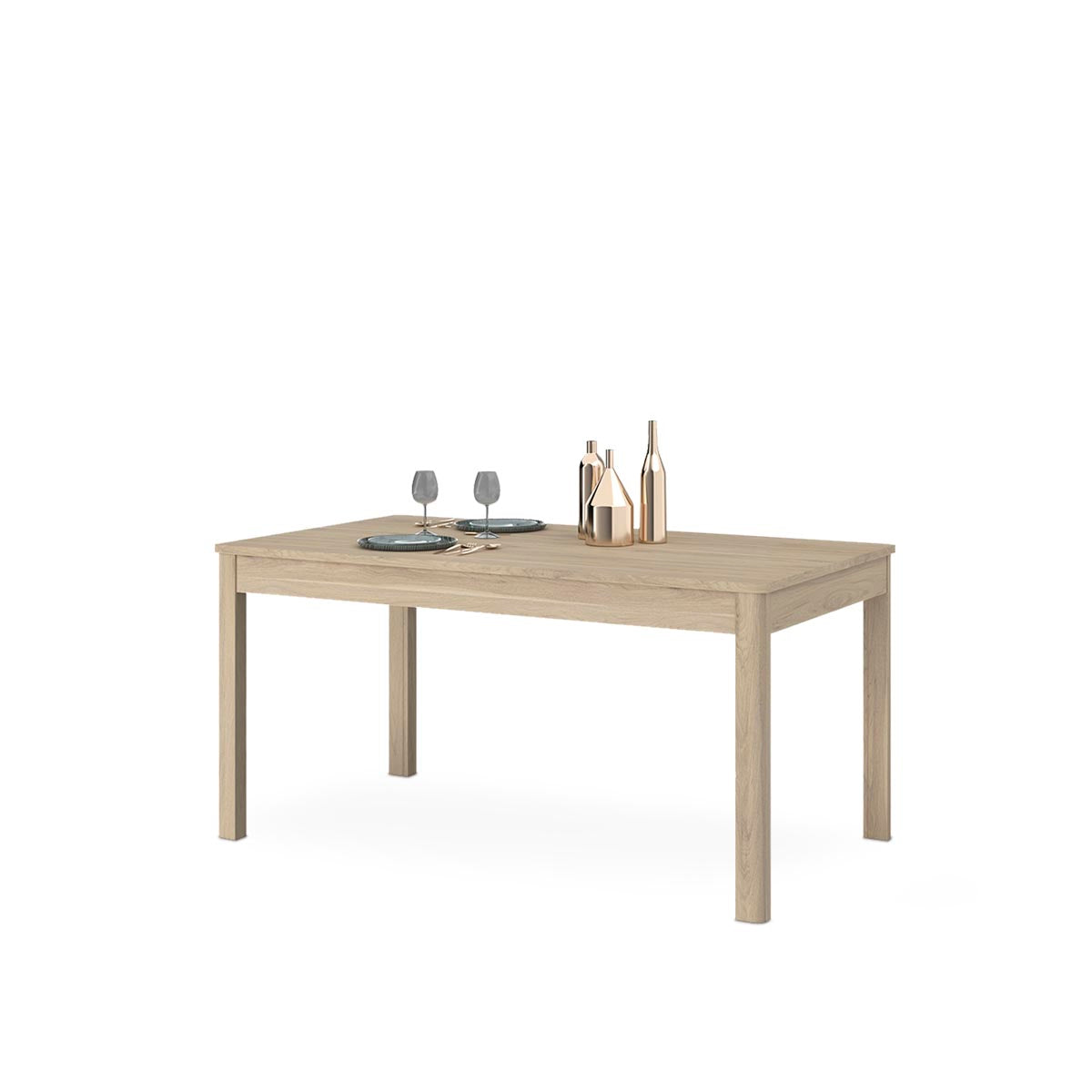 Mesa color roble con 6 sillas grises - Tu Gow