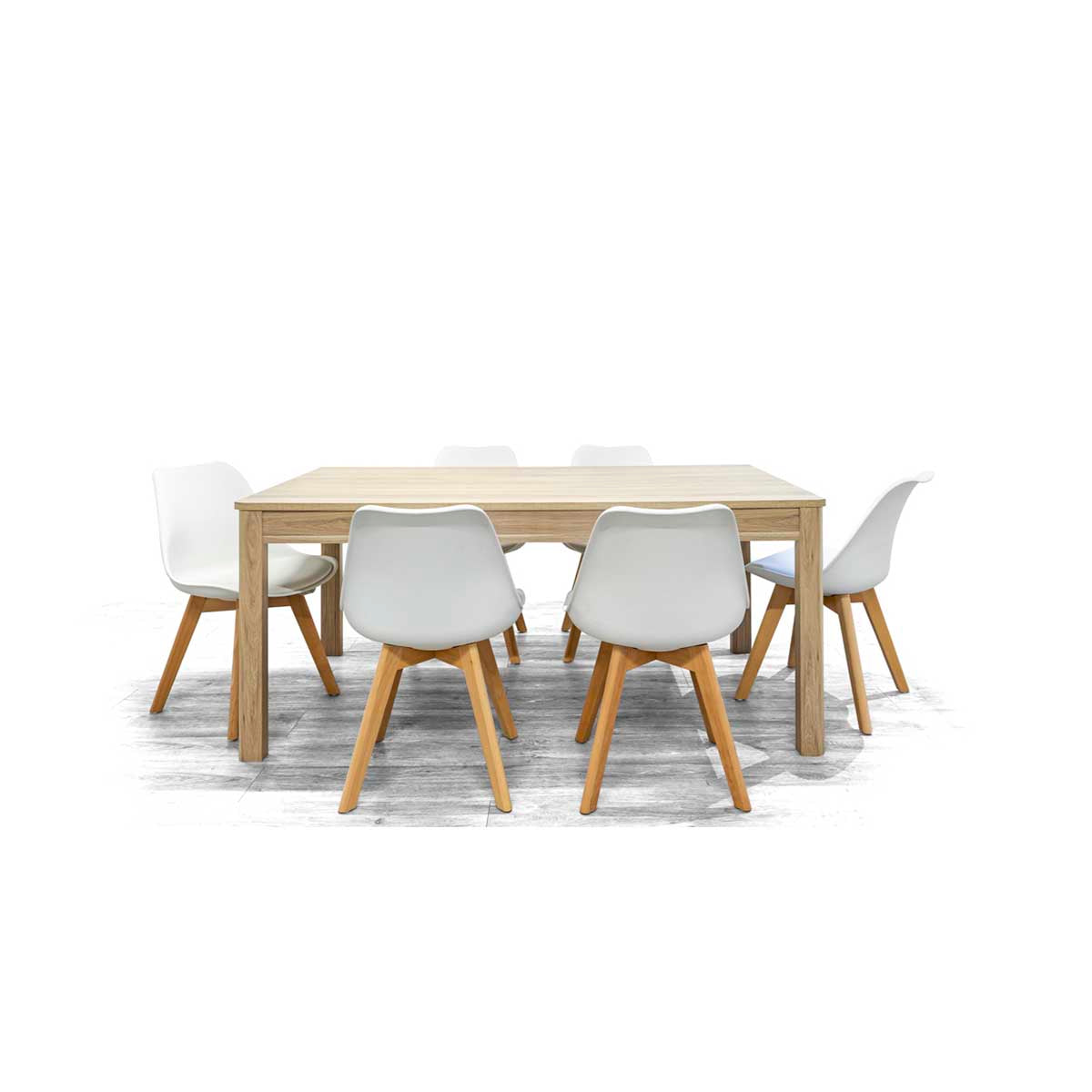 Comedor Mathis con 6 sillas Helsinki - Color Madera y Blanco - Tu Gow