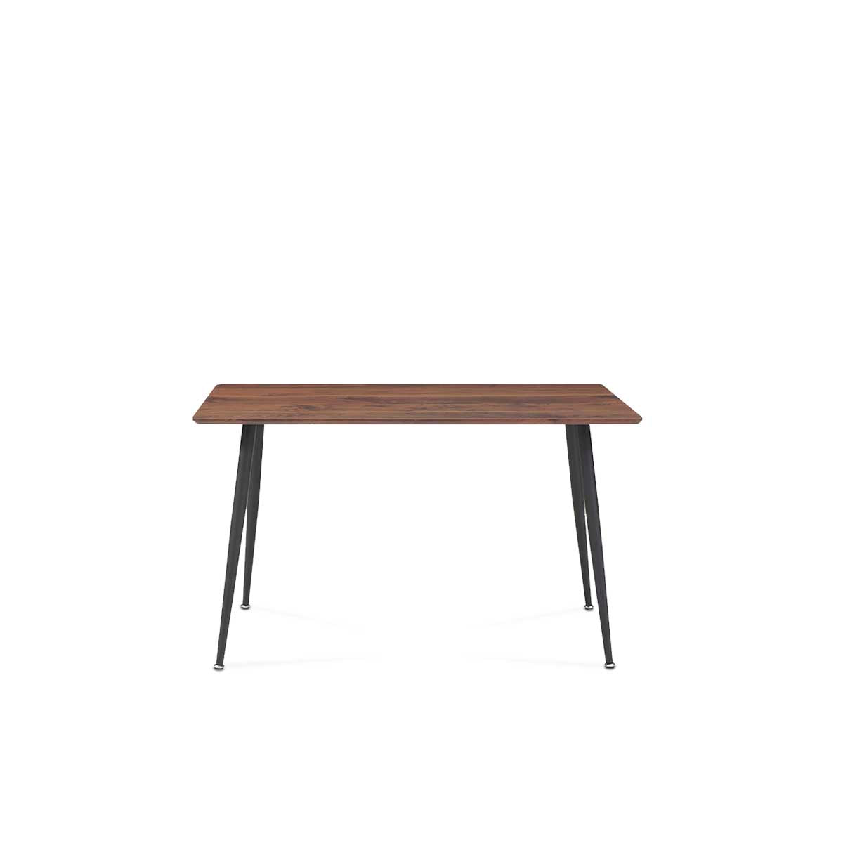Mesa rectangular nogal con 4 sillas negras con patas nogal - Tu Gow