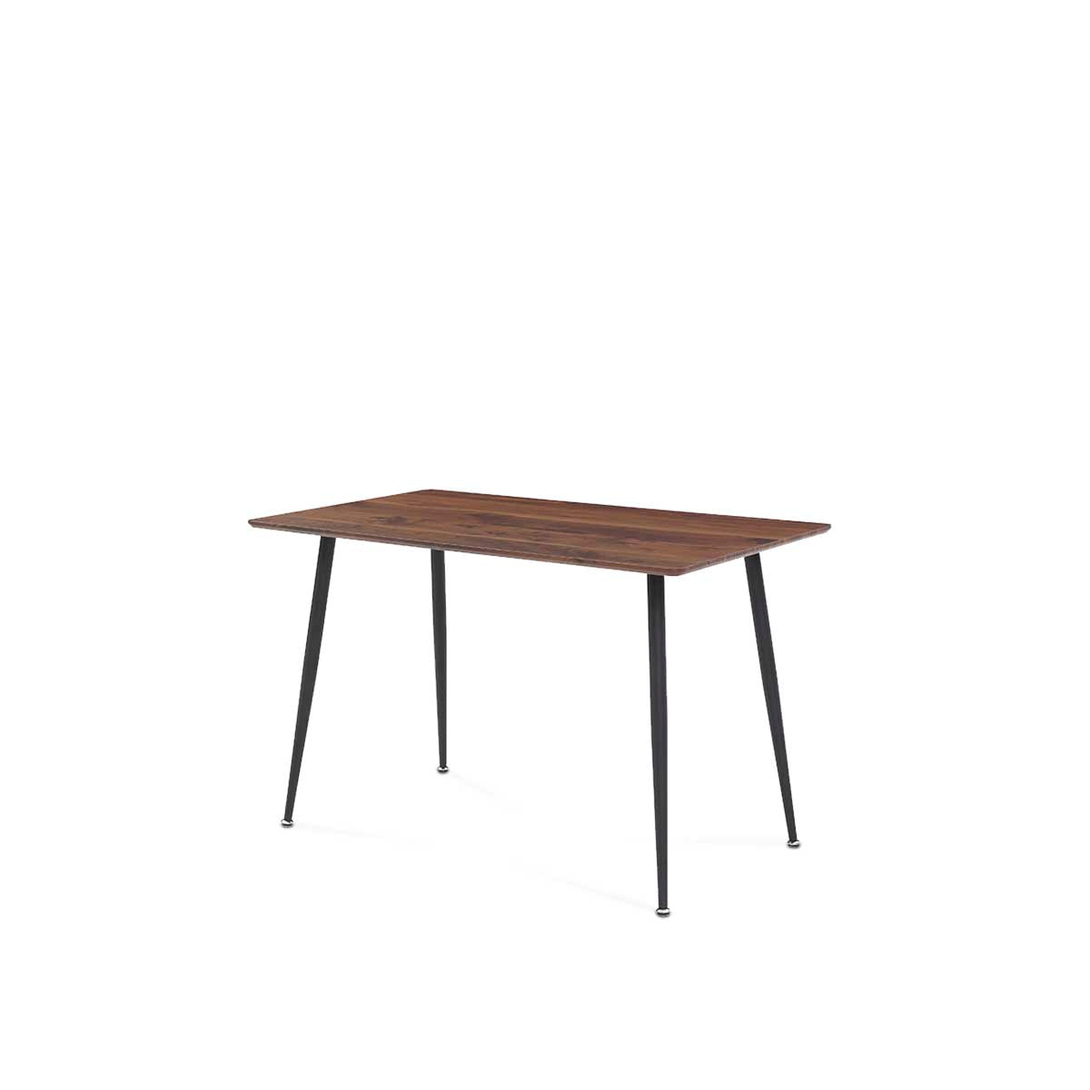 Mesa rectangular nogal con 4 sillas negras con patas nogal - Tu Gow