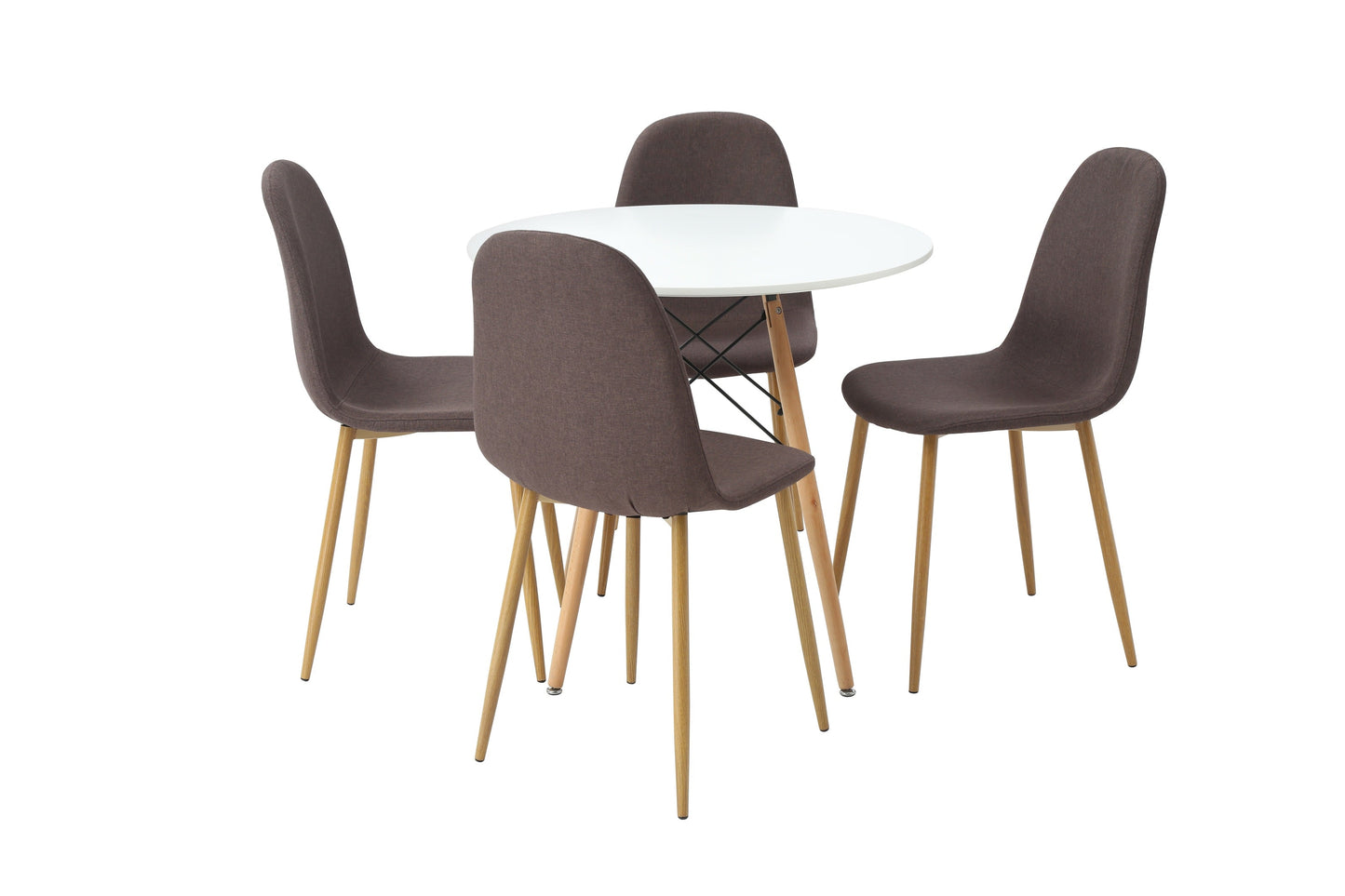 Comedor Munich con 4 sillas Oxford - Blanco y Gris - Tugow