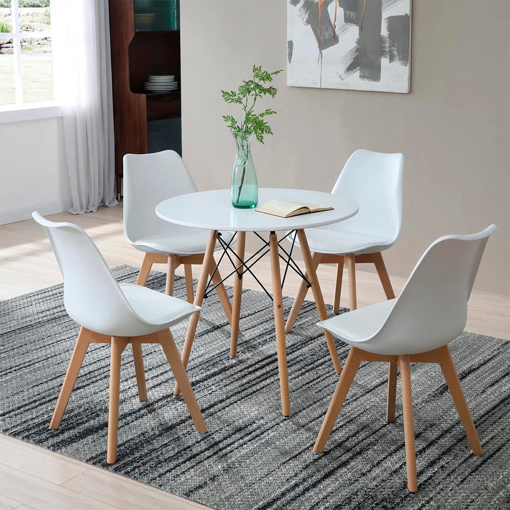 Comedor Munich con 4 sillas Helsinki - Blanco - Tugow