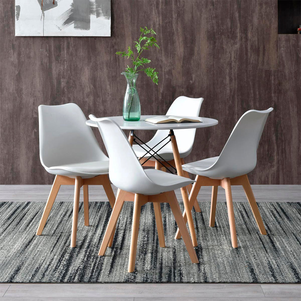 Comedor Munich con 4 sillas Helsinki - Blanco - Tugow