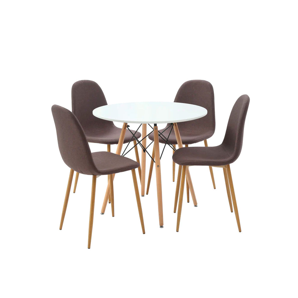 Comedor Munich con 4 sillas Oxford - Blanco y Gris - Tugow