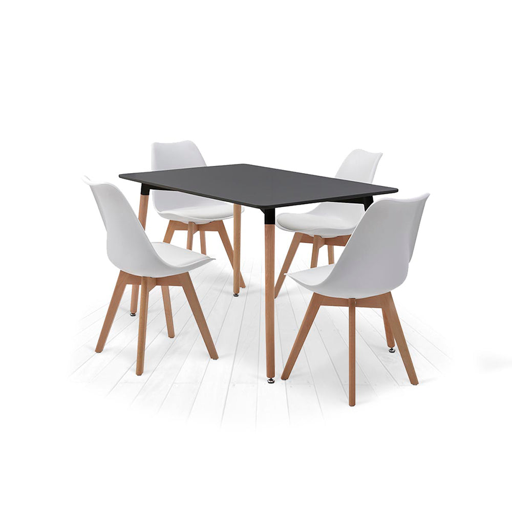 Comedor Munich con 4 sillas Helsinki - Negro y Blanco - Tugow