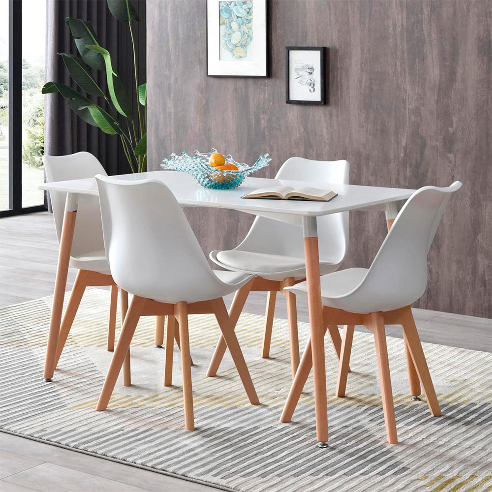 Comedor Munich con 4 sillas Helsinki - Blanco - Tugow