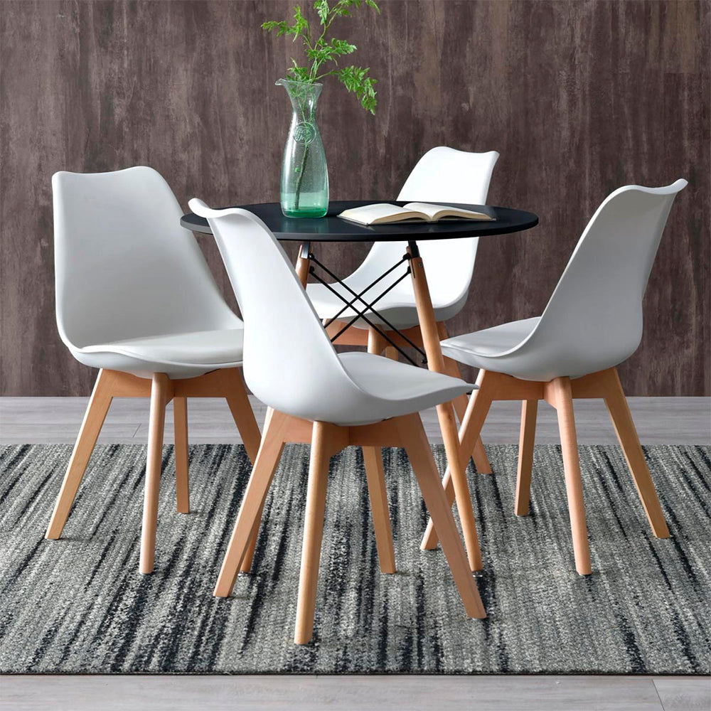 Comedor Munich con 4 sillas Helsinki - Negro y Blanco - Tugow