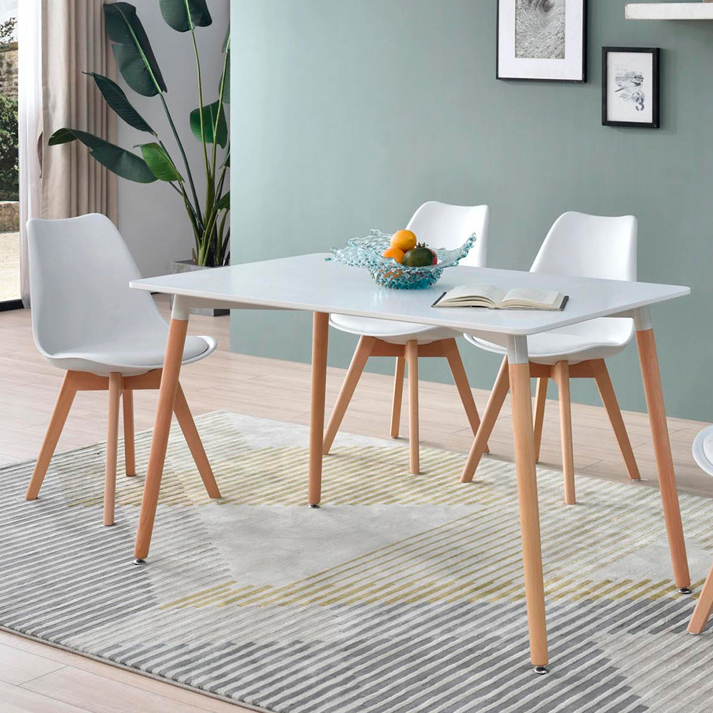 Comedor Munich con 4 sillas Helsinki - Blanco - Tugow