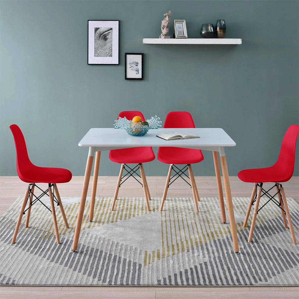 Comedor Munich con 4 sillas Oslo - Blanco y Rojo - Tugow