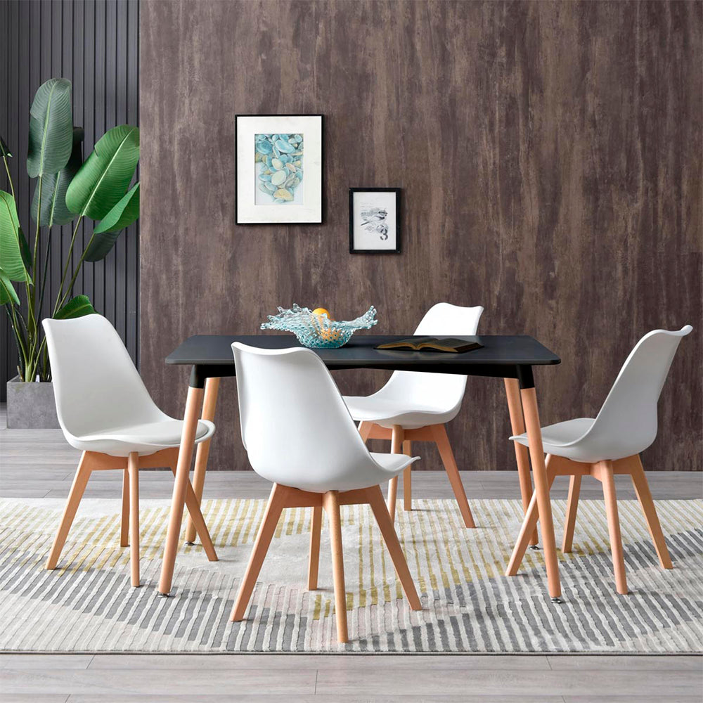 Comedor Munich con 4 sillas Helsinki - Negro y Blanco - Tugow