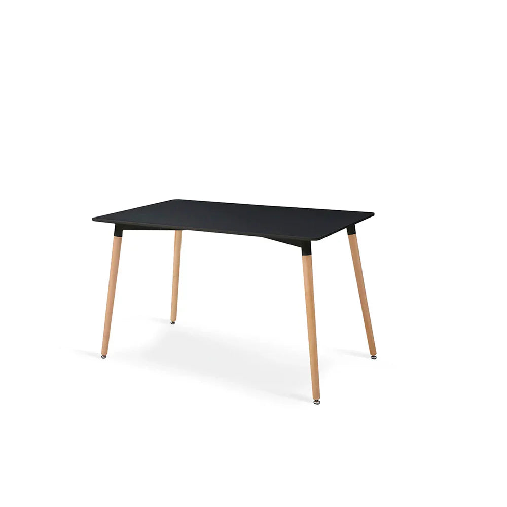 Mesa rectangular Munich con 4 sillas Boucle - Negro y Blanco