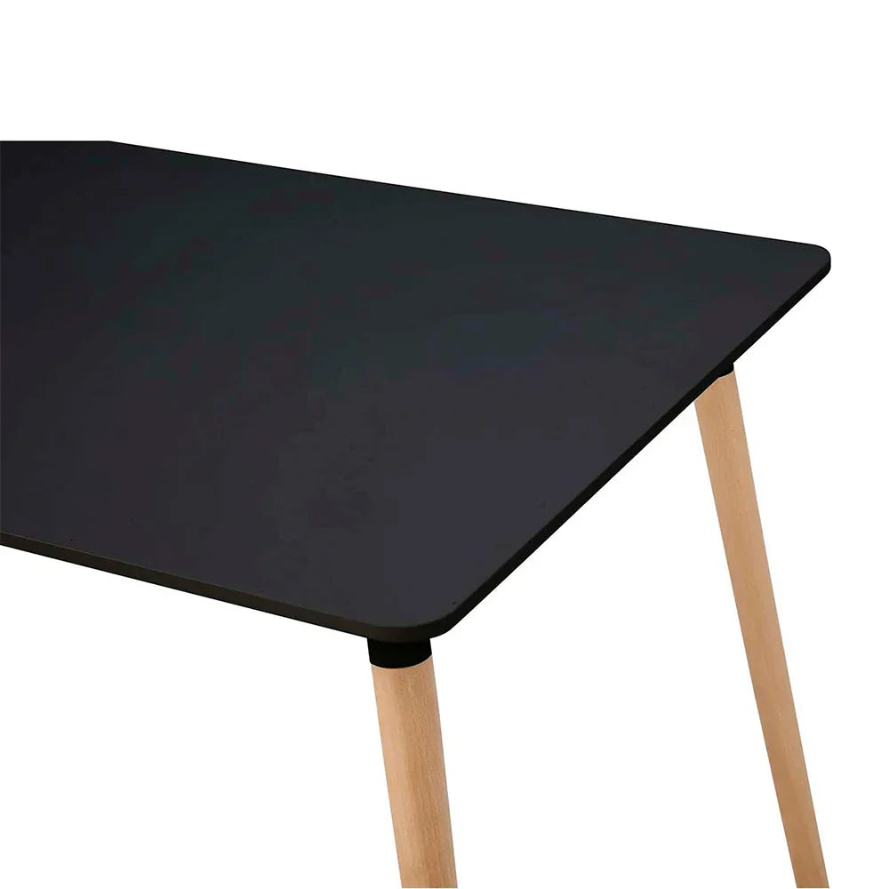 Mesa rectangular Munich con 4 sillas Boucle - Negro y Blanco
