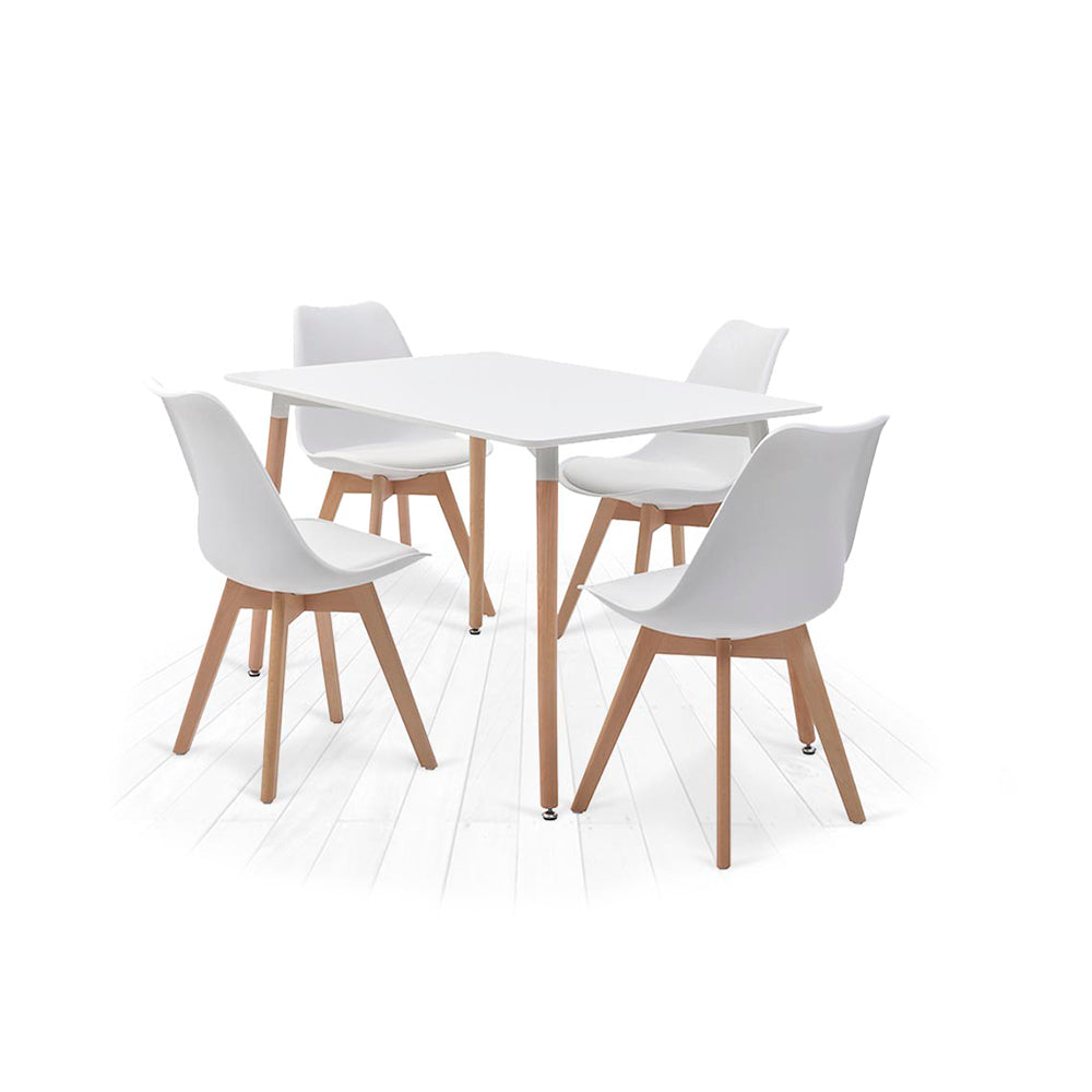 Comedor Munich con 4 sillas Helsinki - Blanco - Tugow