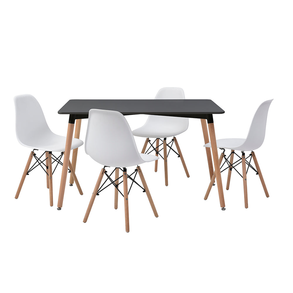Comedor Munich con 4 sillas Oslo - Negro y Blanco - Tugow