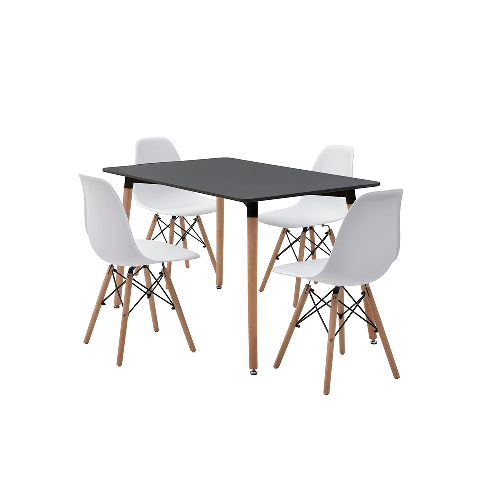 Comedor Munich con 4 sillas Oslo - Negro y Blanco - Tugow