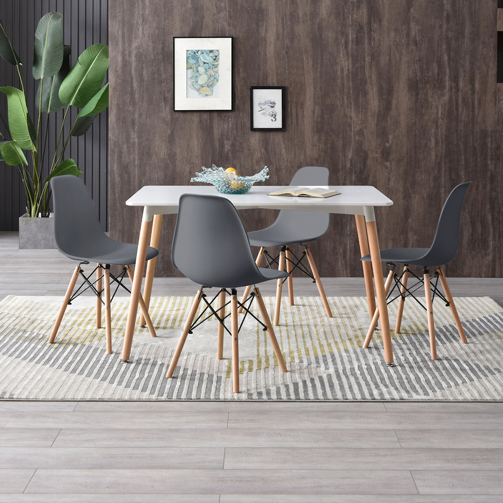Comedor Munich con 4 sillas Oslo - Blanco y Gris - Tugow