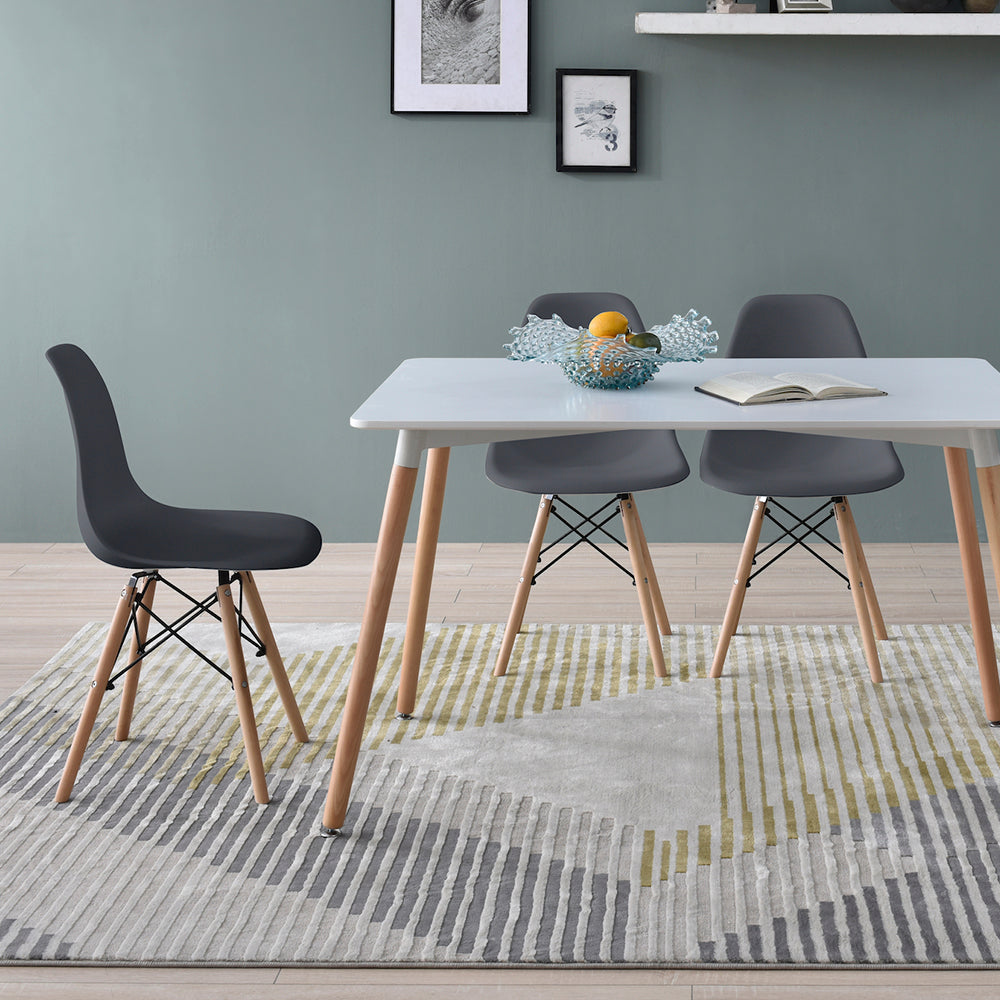 Comedor Munich con 4 sillas Oslo - Blanco y Gris - Tugow