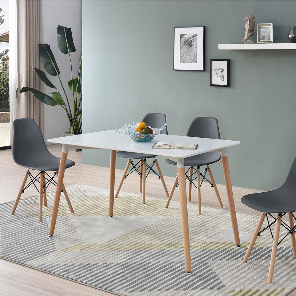 Comedor Munich con 4 sillas Oslo - Blanco y Gris - Tugow