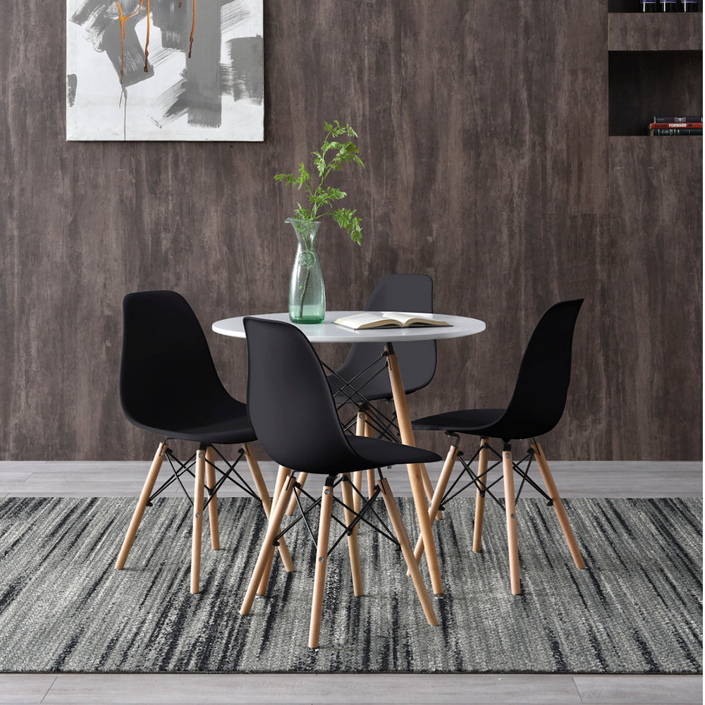 Comedor Munich con 4 sillas Oslo - Blanco y Negro - Tugow