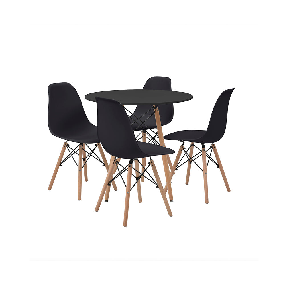 Comedor Munich con 4 sillas Oslo - Negro - Tugow