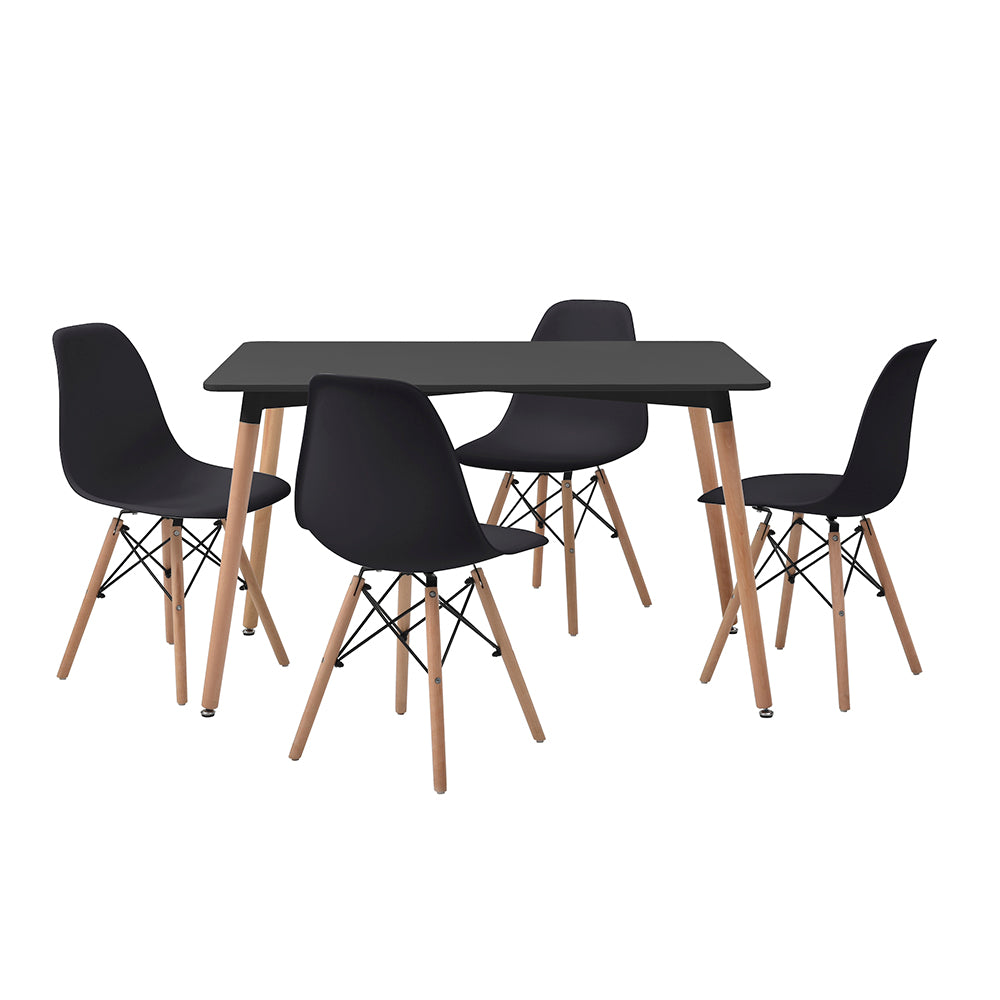 Comedor Munich con 4 sillas Oslo - Negro - Tugow