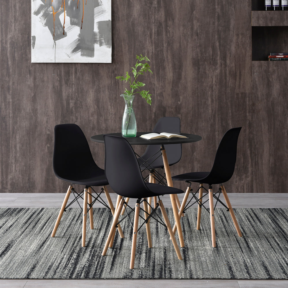Comedor Munich con 4 sillas Oslo - Negro - Tugow