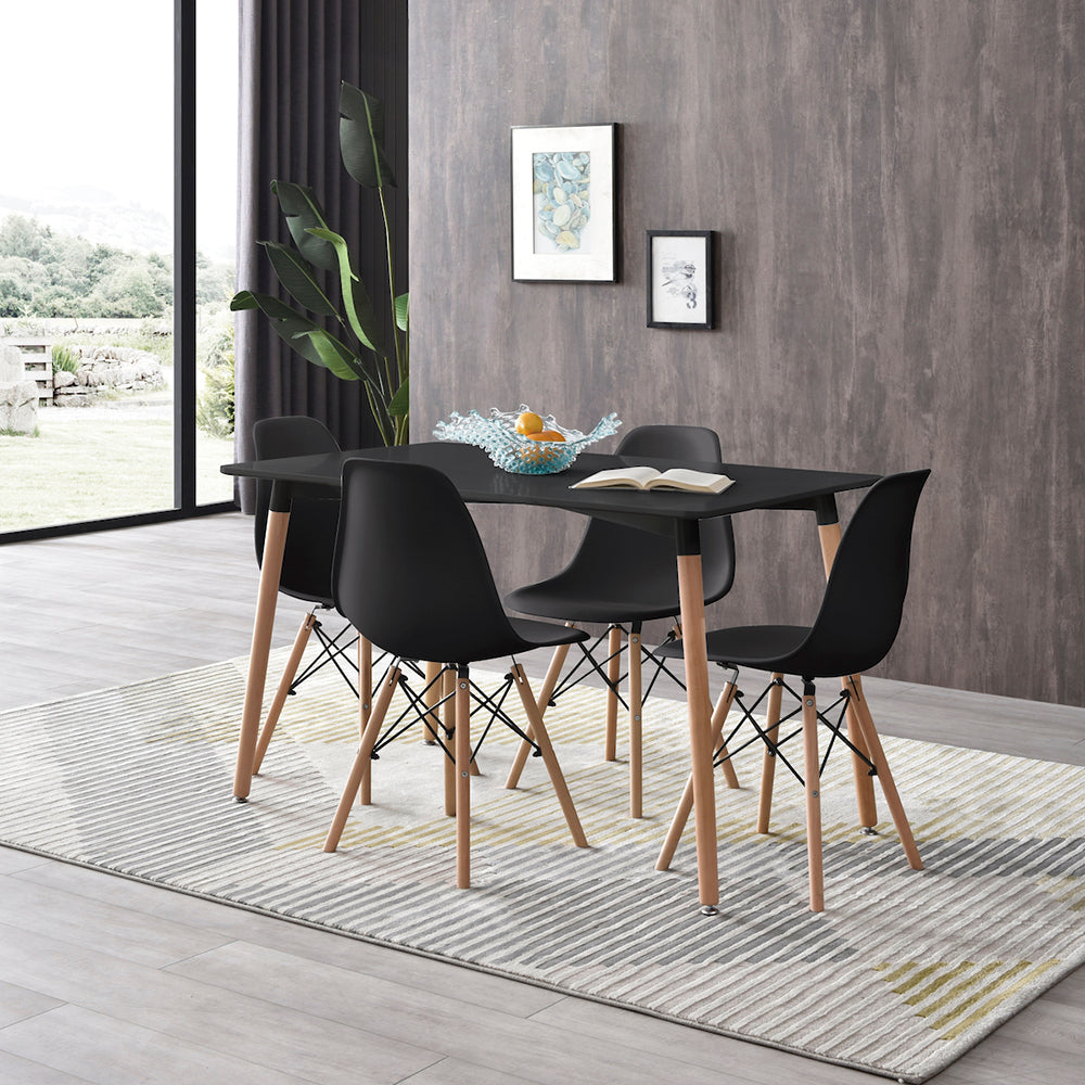 Comedor Munich con 4 sillas Oslo - Negro - Tugow