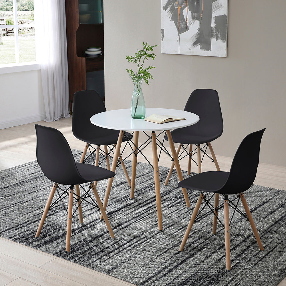 Comedor Munich con 4 sillas Oslo - Blanco y Negro - Tugow