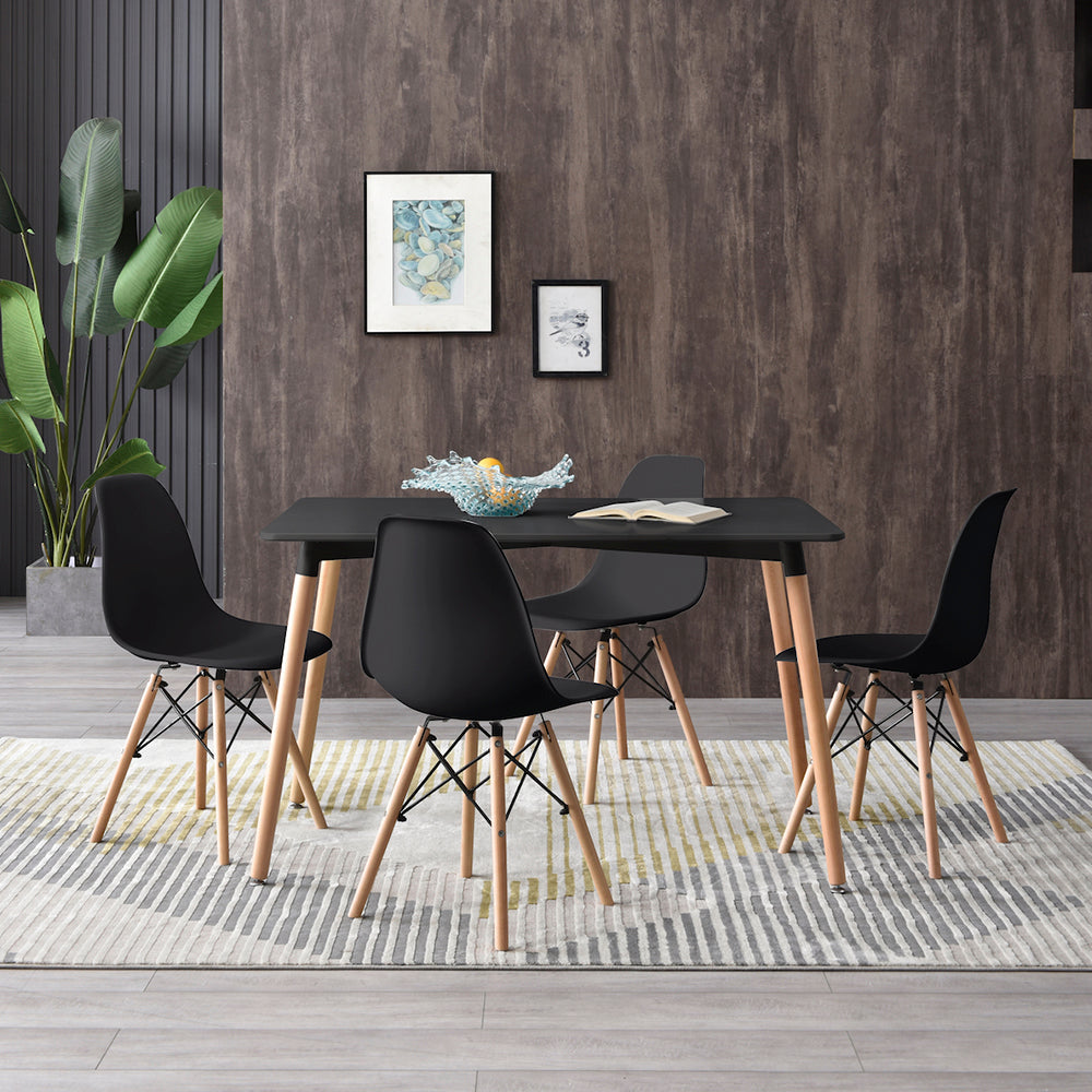 Comedor Munich con 4 sillas Oslo - Negro - Tugow