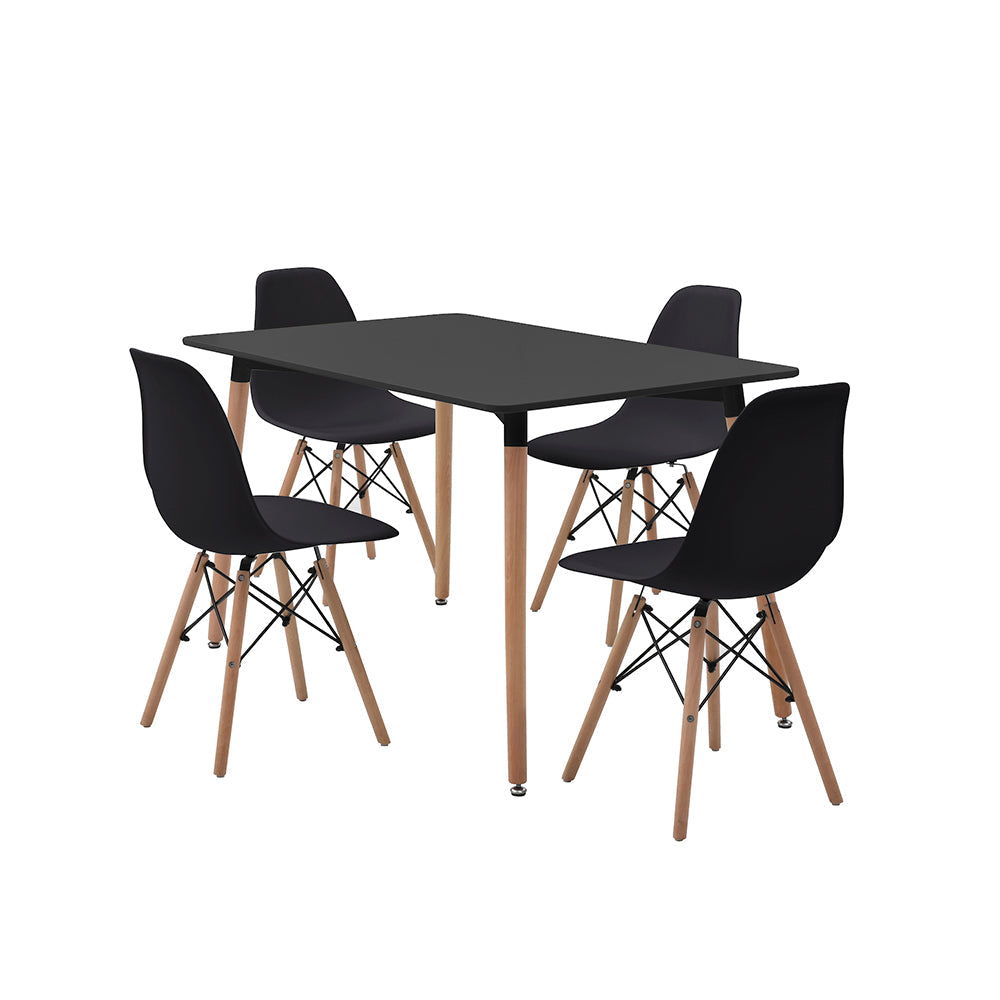 Comedor Munich con 4 sillas Oslo - Negro - Tugow