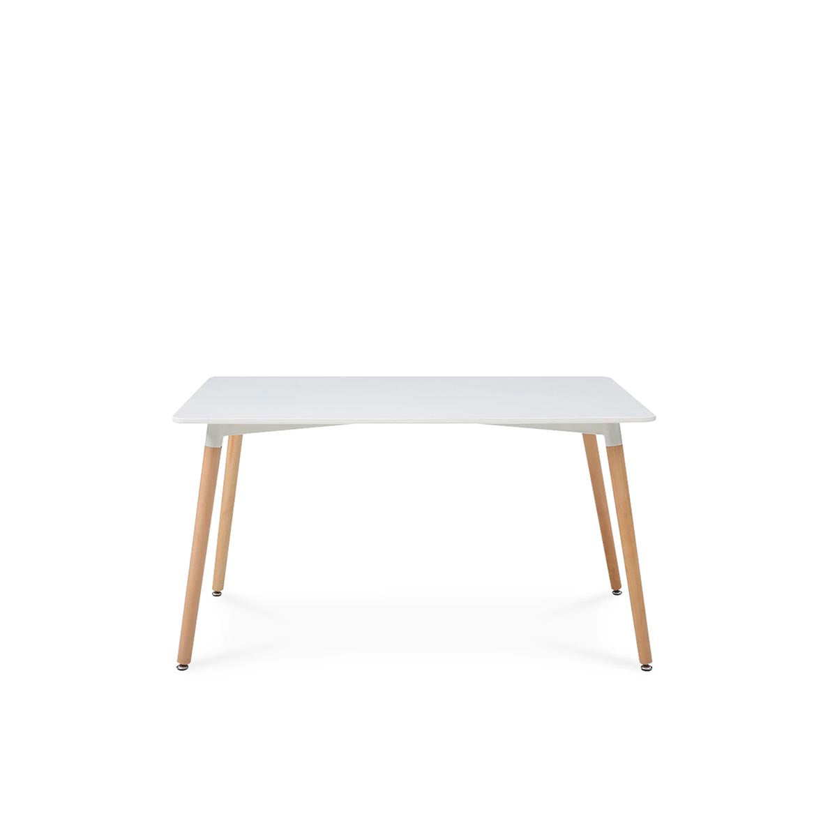 Mesa rectangular blanca con 4 sillas grises - Tu Gow