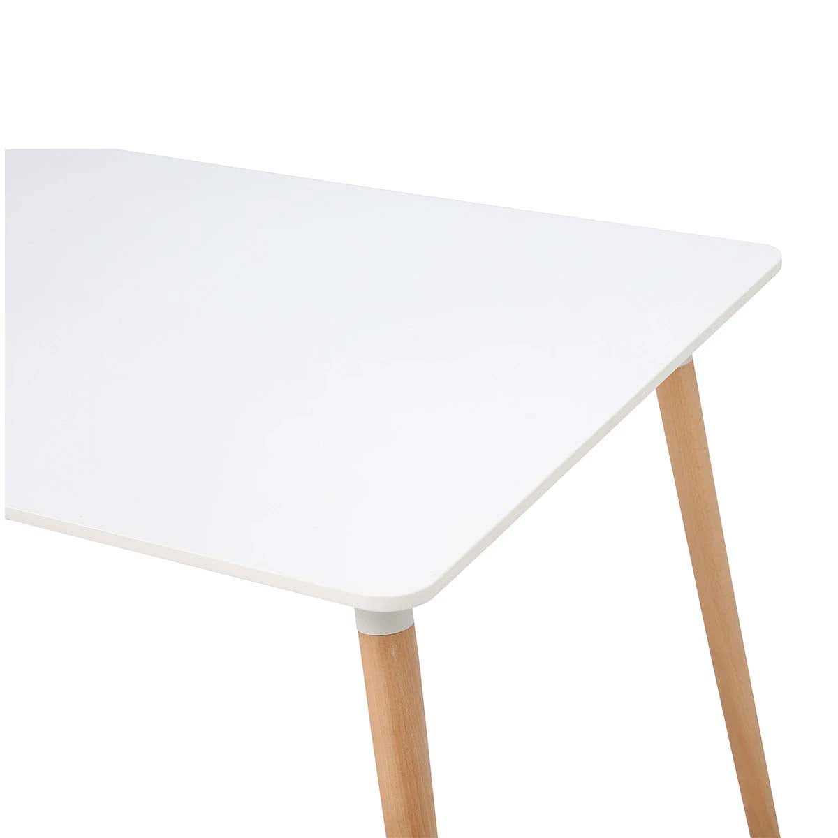 Mesa rectangular blanca con 4 sillas grises - Tu Gow