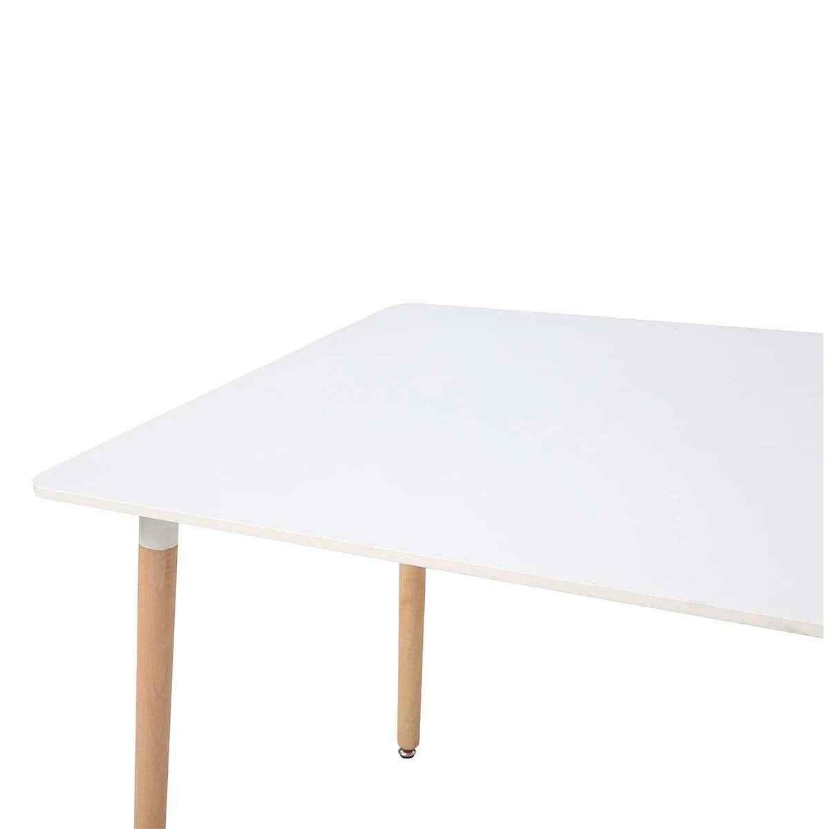 Mesa rectangular blanca con 4 sillas grises - Tu Gow