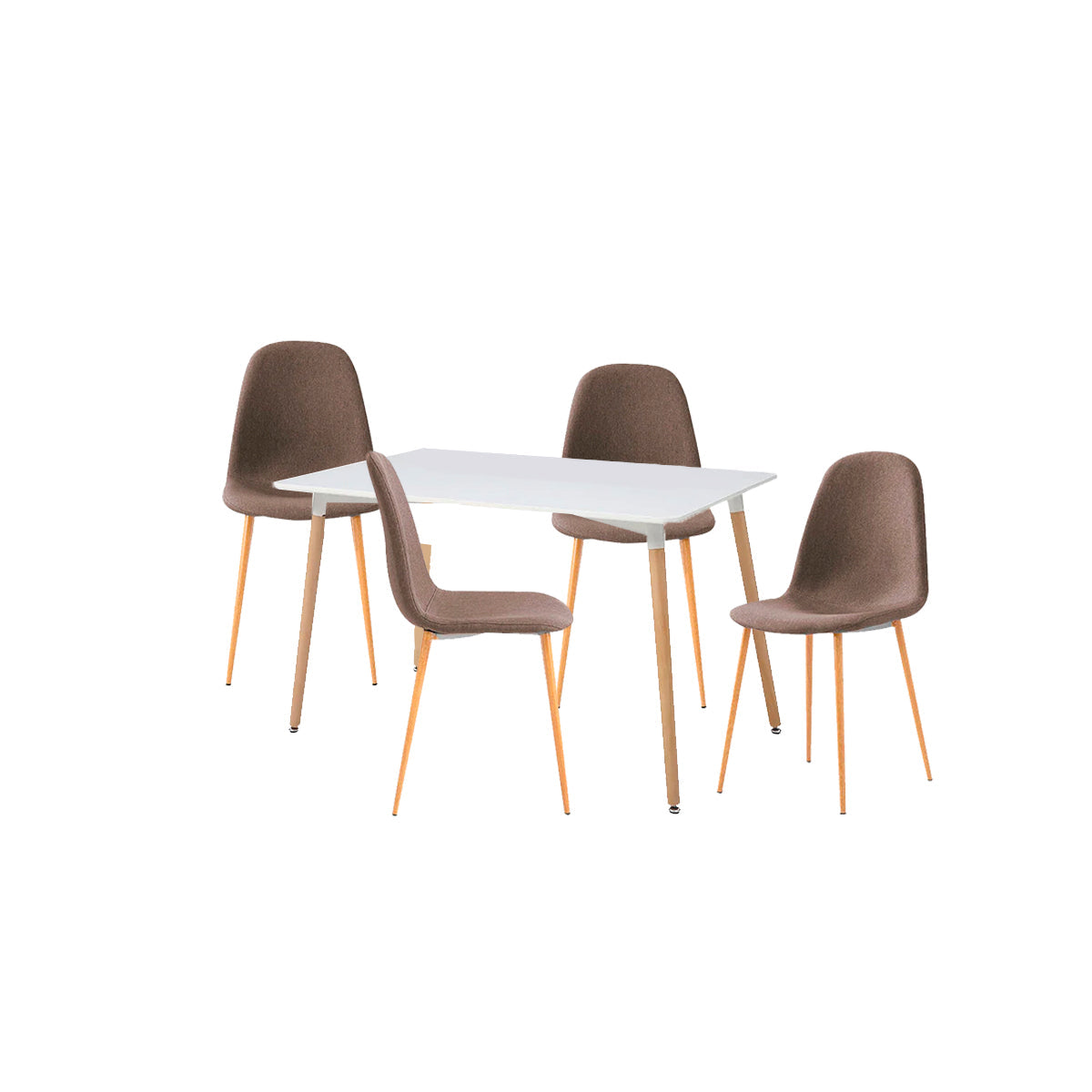 Mesa rectangular Munich con 4 sillas Oxford - Blanco y Café