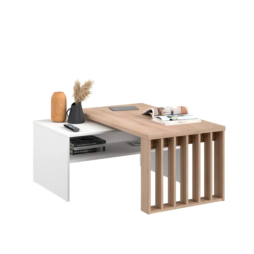 Mesa de centro modular Nala - Color Madera y Blanco - Tugow