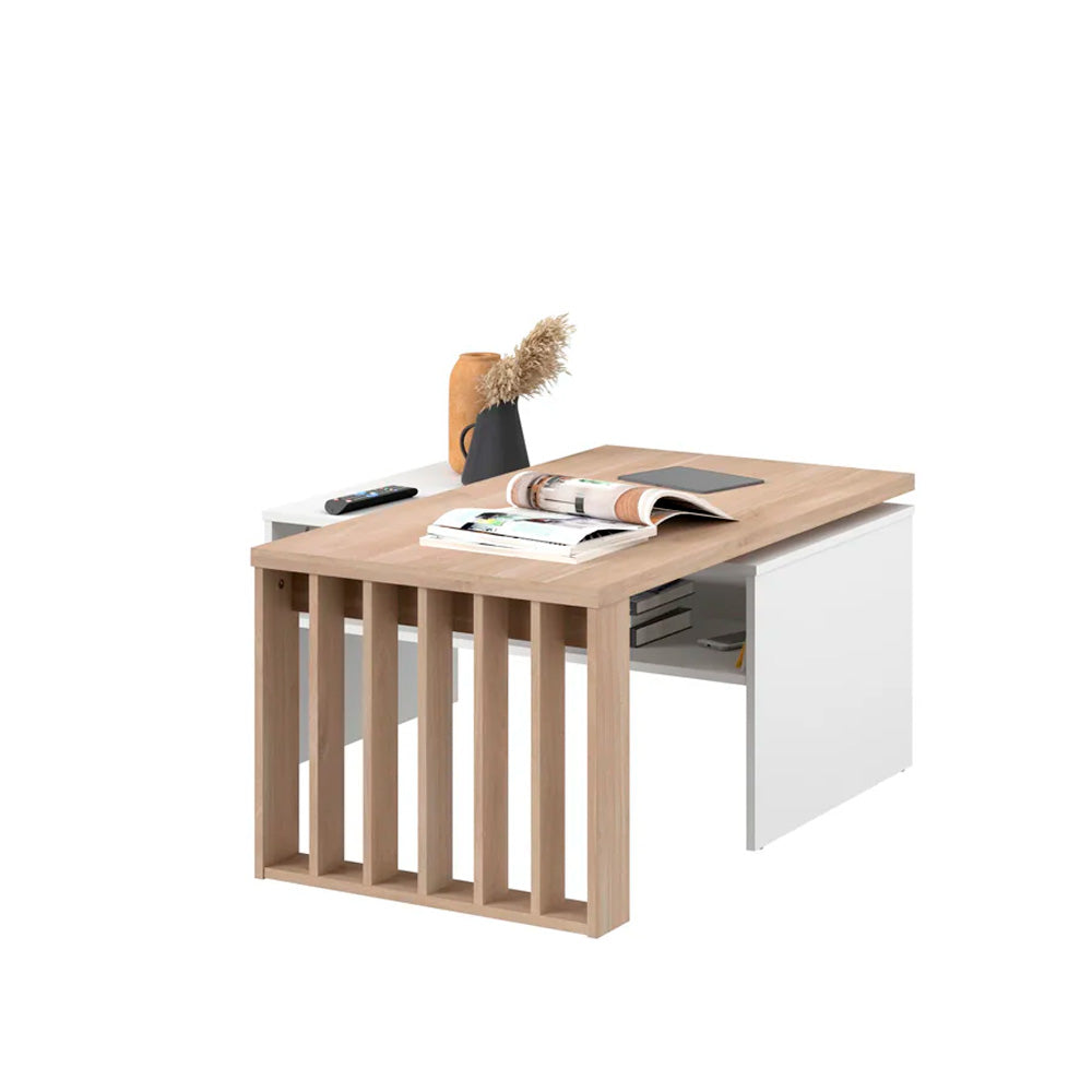 Mesa de centro modular Nala - Color Madera y Blanco - Tugow