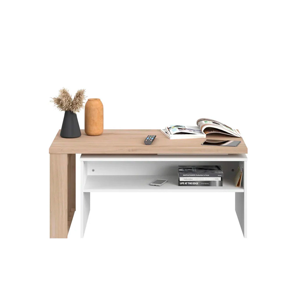 Mesa de centro modular Nala - Color Madera y Blanco - Tugow