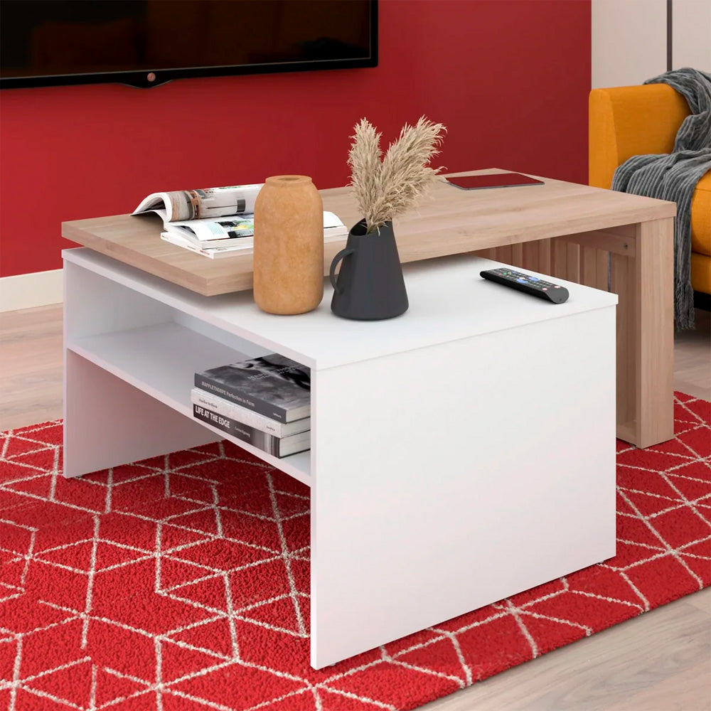 Mesa de centro modular Nala - Color Madera y Blanco - Tugow
