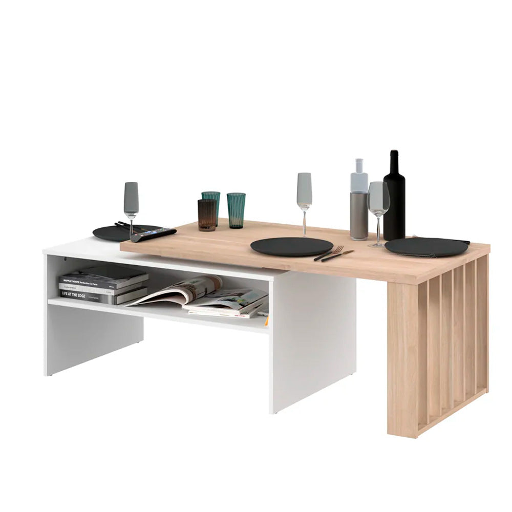 Mesa de centro modular Nala - Color Madera y Blanco - Tugow