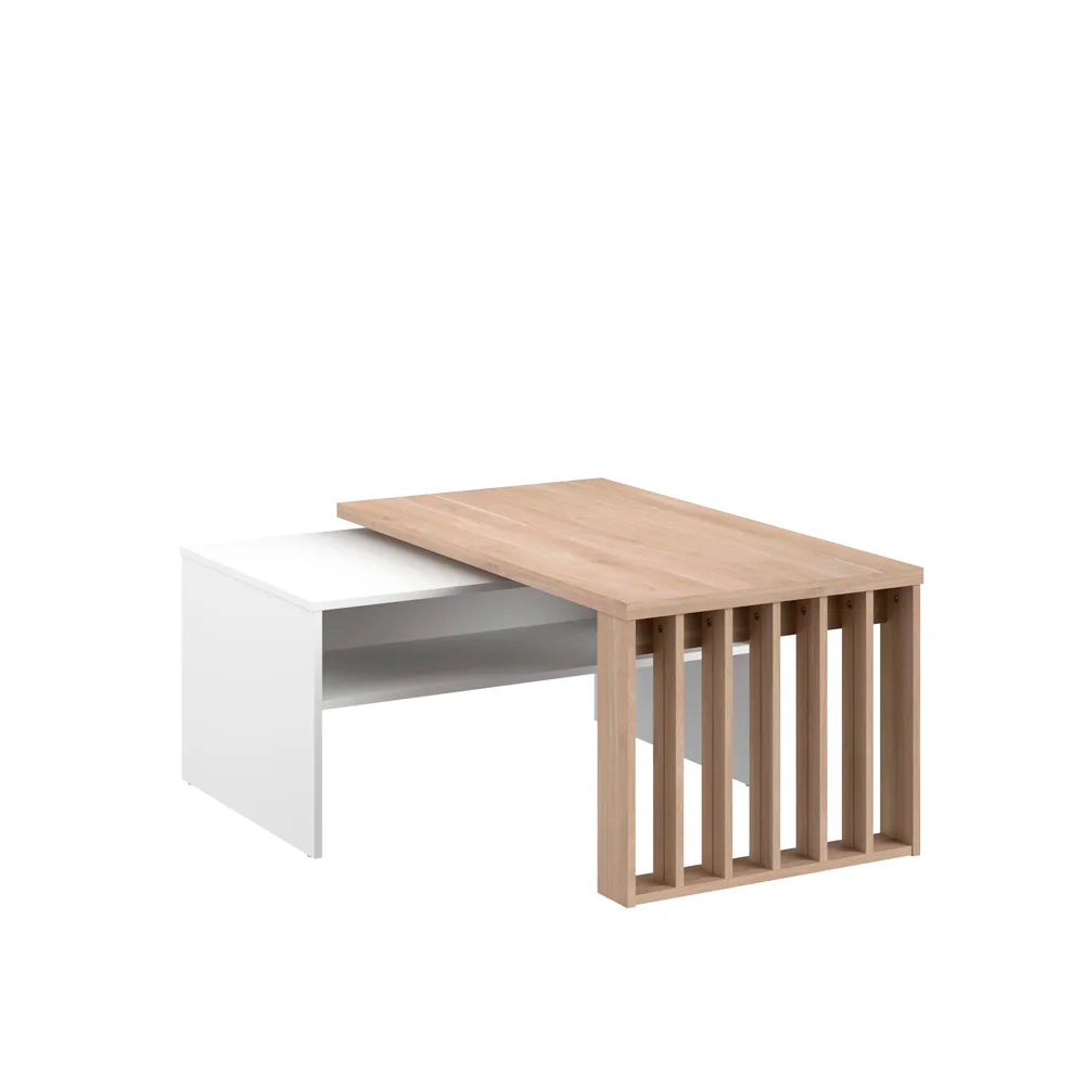 Mesa de centro modular Nala - Color Madera y Blanco - Tugow